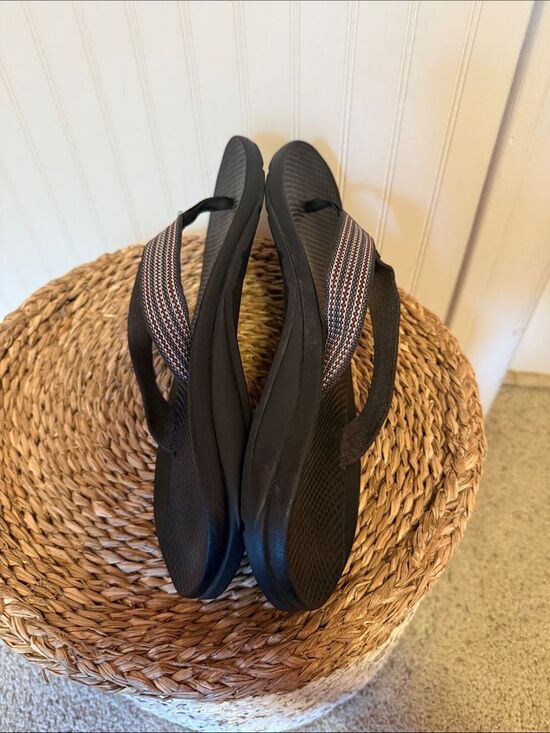 Chaco Men’s  Black Sandal Flip-Flops with Striped Webbing main image 4
